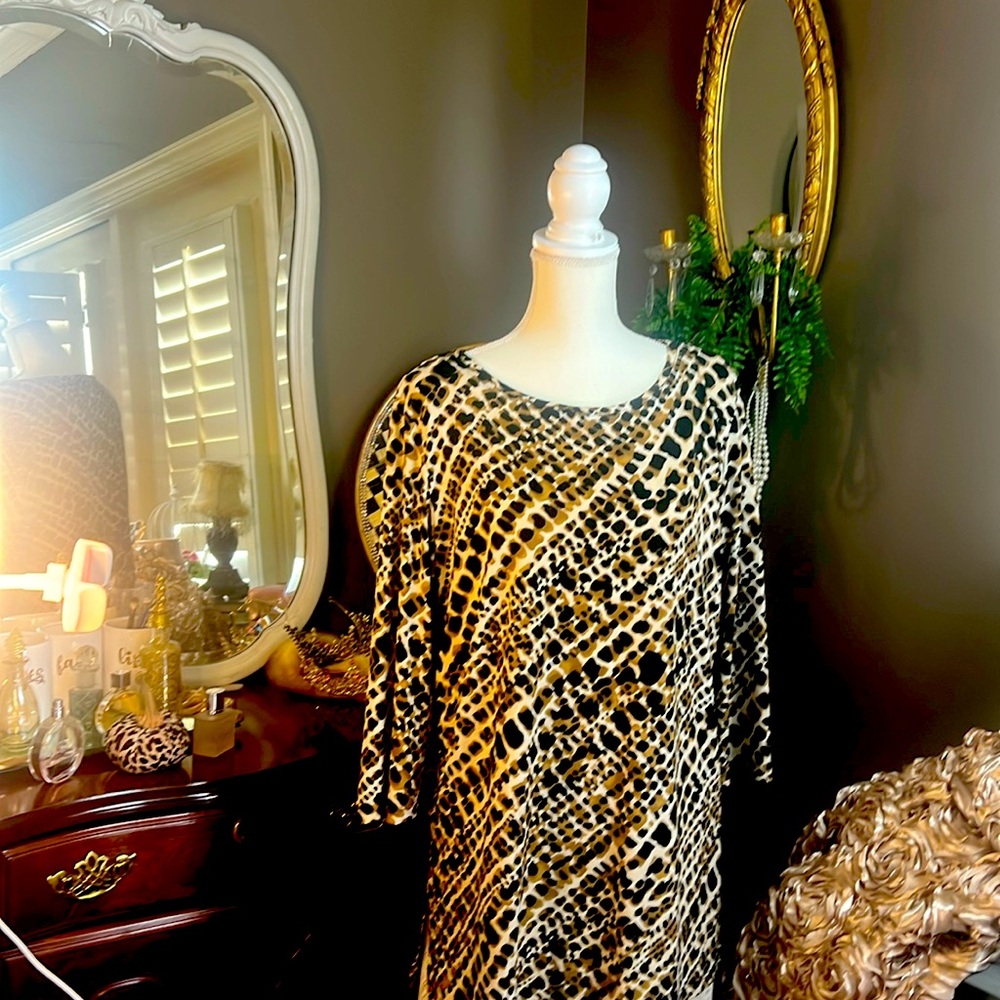 Animal print black brown and tan